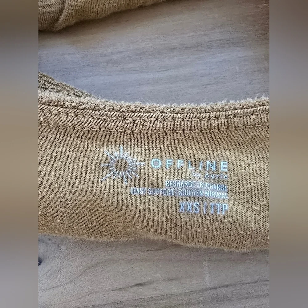 Offline by Aerie Beige Terrycloth Bralette